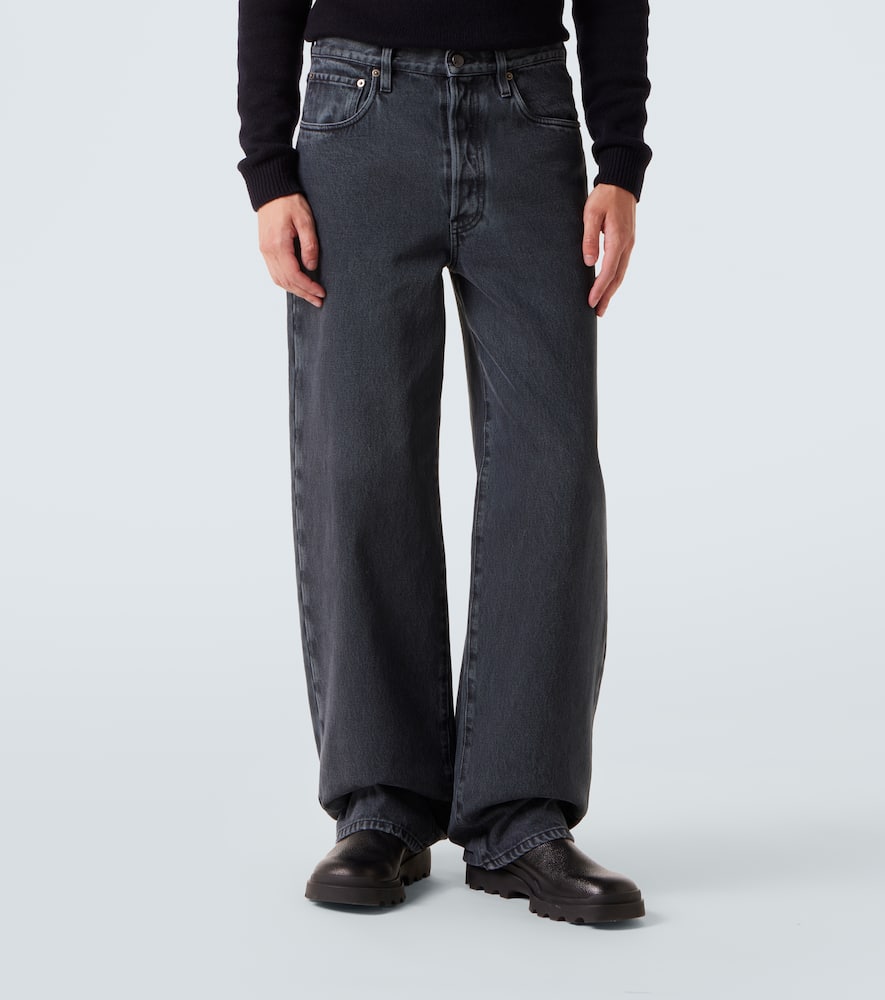 Prada High-rise Wide-leg Jeans In Gray