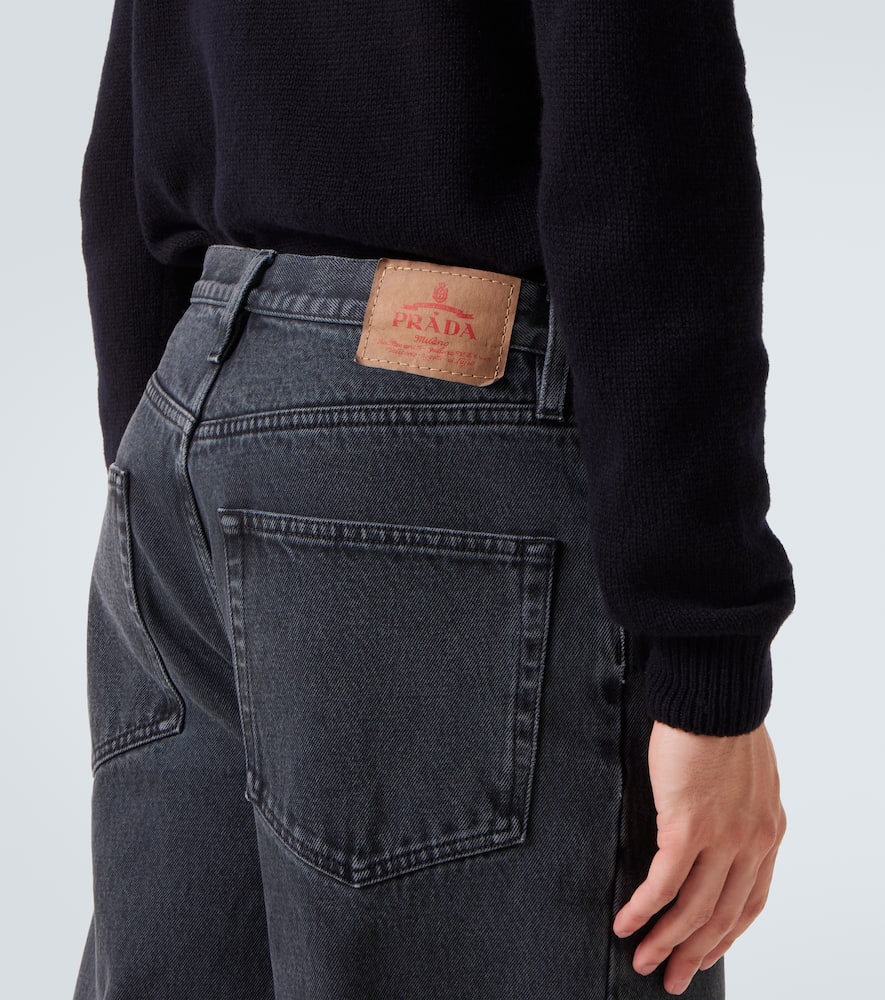 Prada High-rise Wide-leg Jeans In Gray