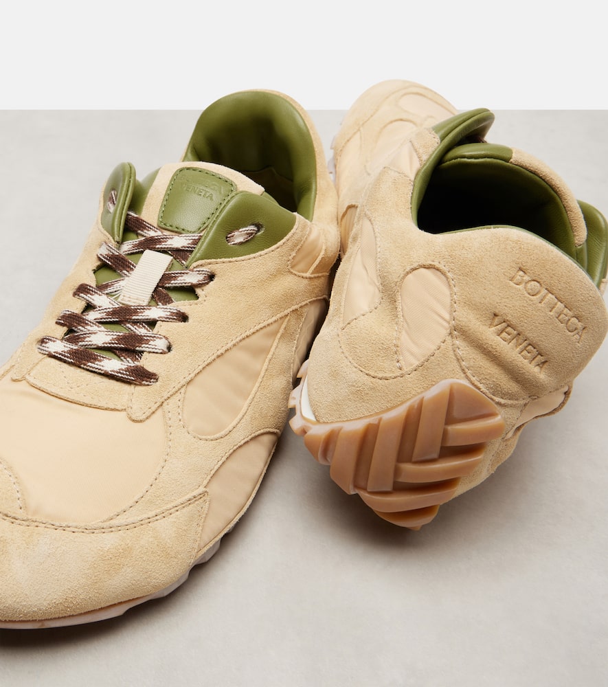 Bottega Veneta Orbit Leather-trimmed Suede And Shell Sneakers In Brown