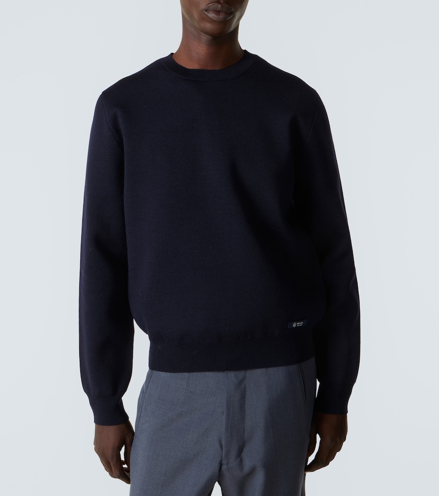 Prada Navy Blue Logo Sweaters In Blue