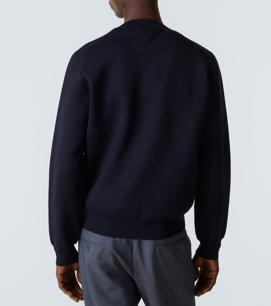 Prada Navy Blue Logo Sweaters In Blue