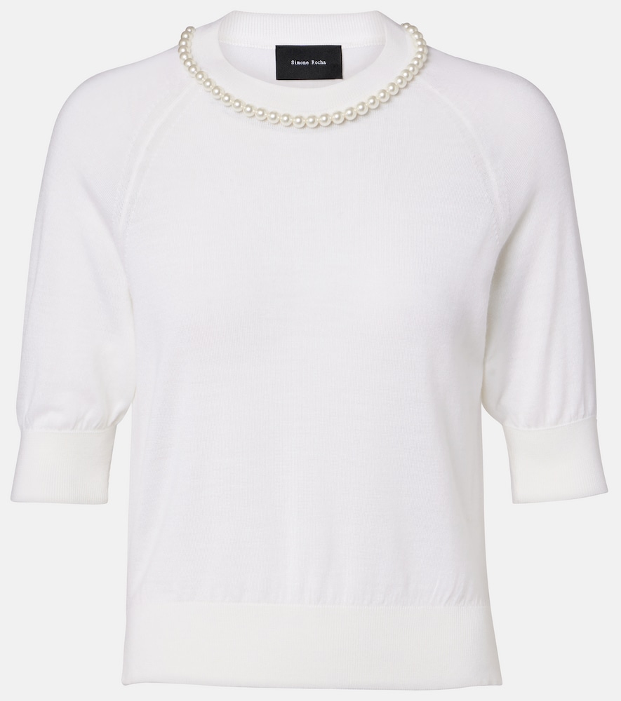 Simone Rocha Embellished wool and silk top
