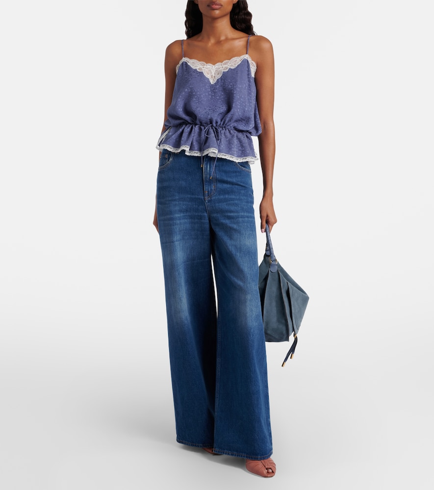 Chloé Lace-trimmed silk jacquard camisole