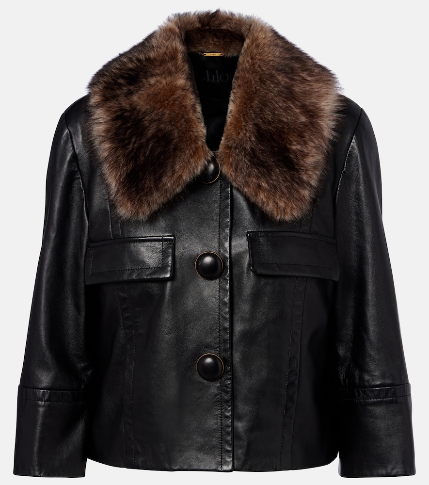 Chloé Lederjacke mit Shearling