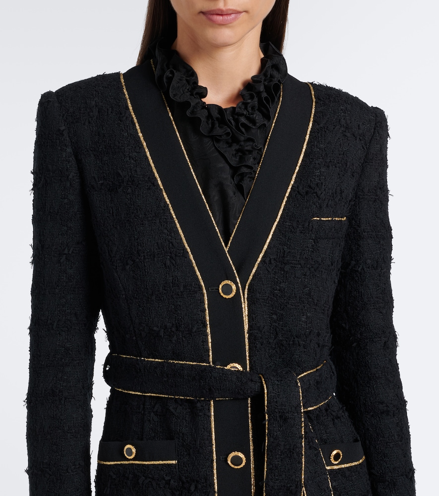 Belted Cotton-Blend Bouclé Tweed Coat