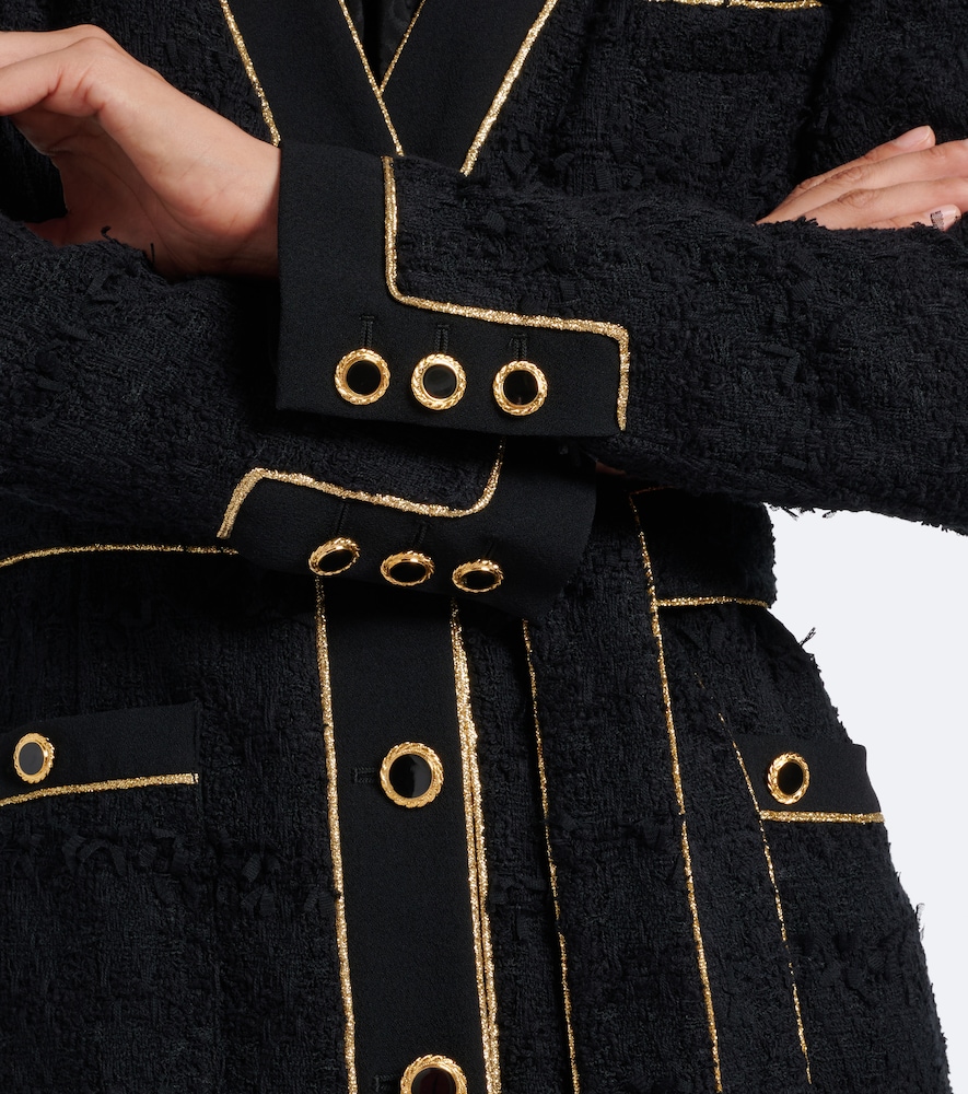 Belted Cotton-Blend Bouclé Tweed Coat