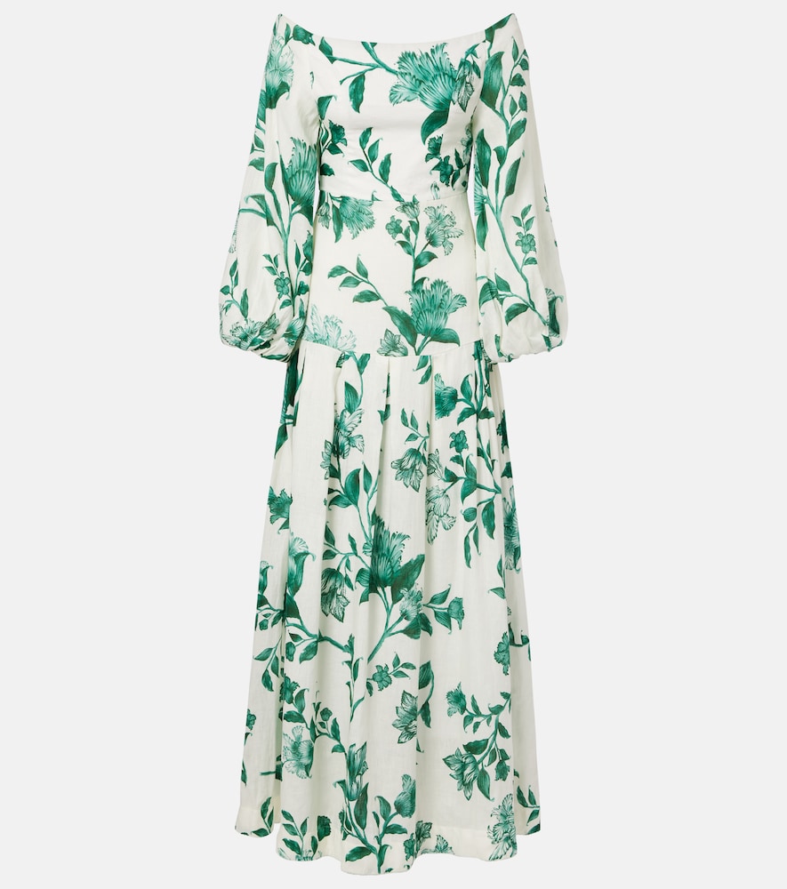 Agua by Agua Bendita Senlis printed off-shoulder linen maxi dress