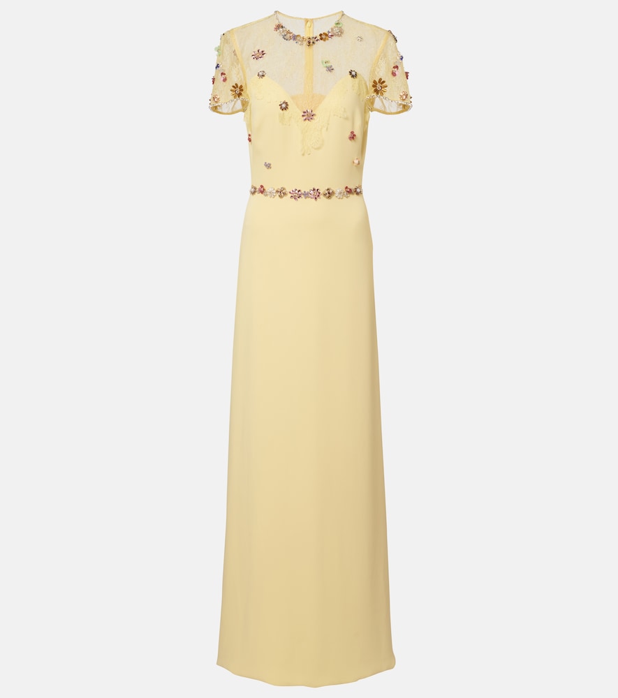Costarellos Embellished sequined crêpe gown