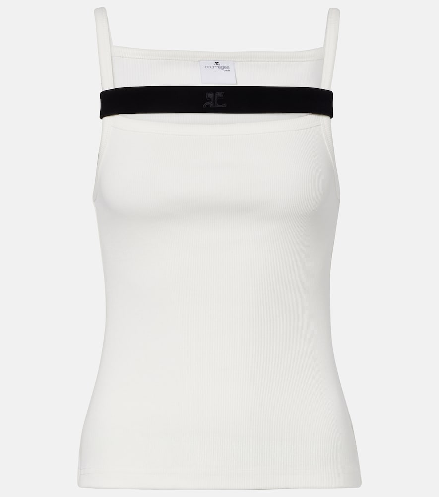 CourrÃ¨ges Tank top in cotone a coste
