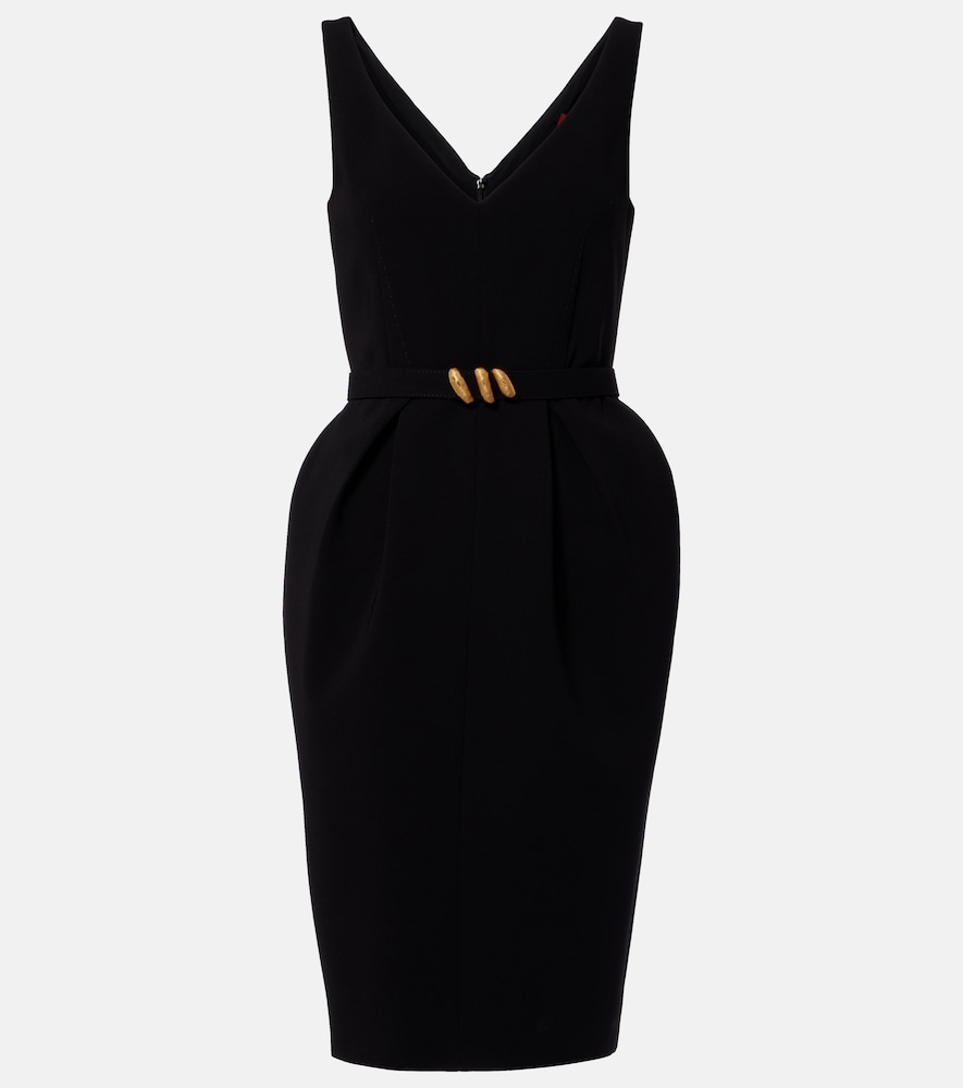 Max Mara Vestido Midi De Crepé De Cady Con Cinturón Negro Mujer Extra Pequeño- Mytheresa