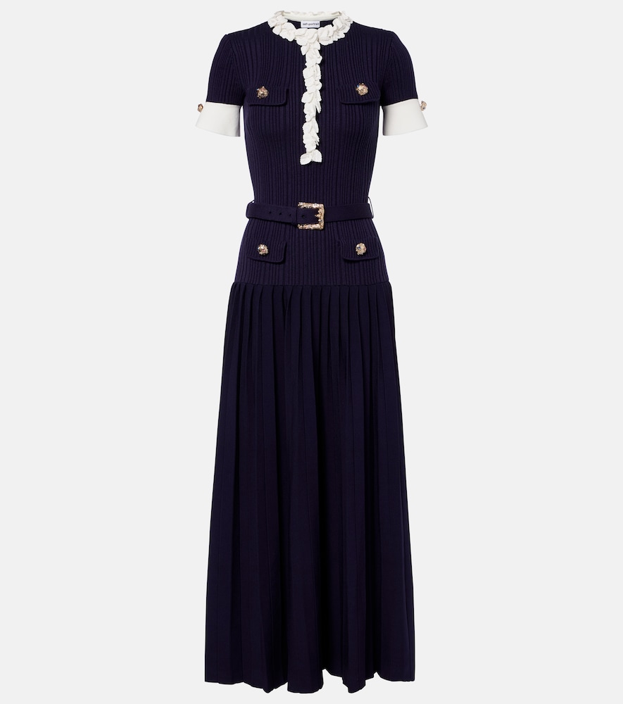 Abito midi in maglia a coste con cintura