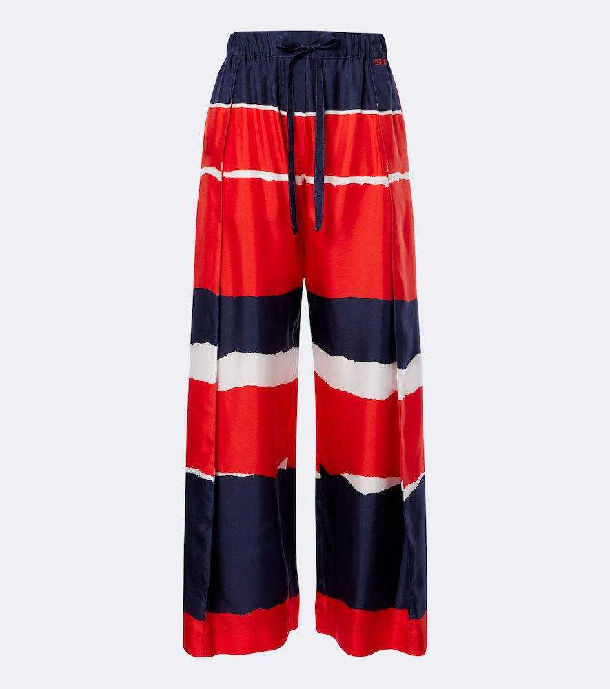 Loewe Printed Silk Twill Wide-leg Pants In Red