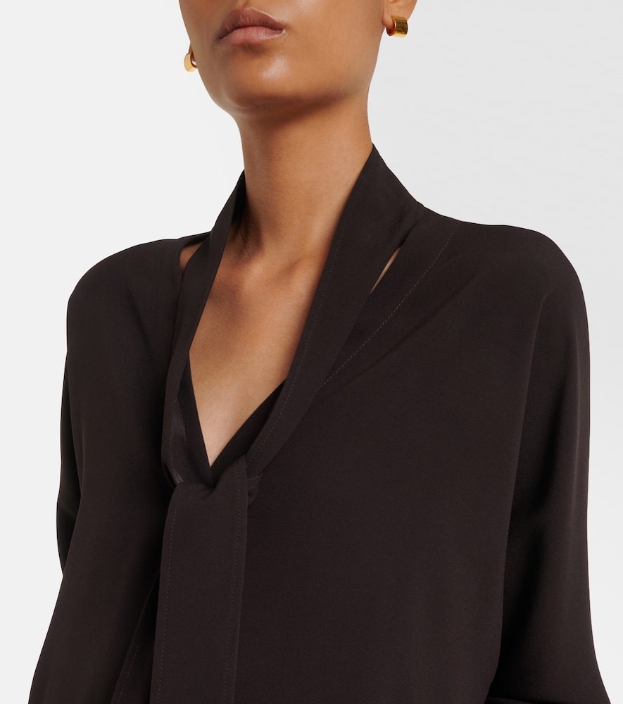 Tie-Neck Jersey Blouse