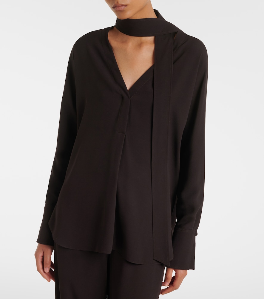 Tie-Neck Jersey Blouse