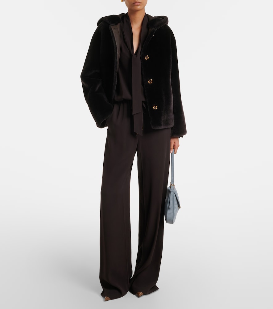 Tie-Neck Jersey Blouse