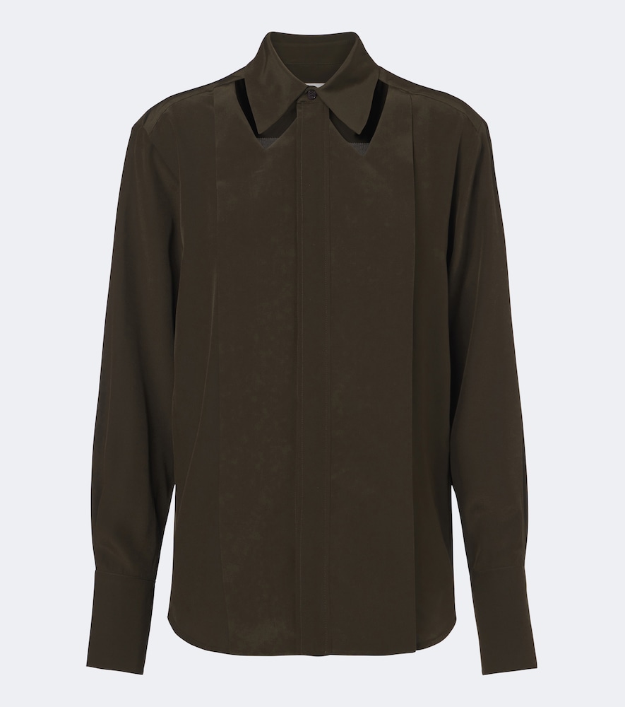 Blusa in crêpe de chine di seta con cut-out
