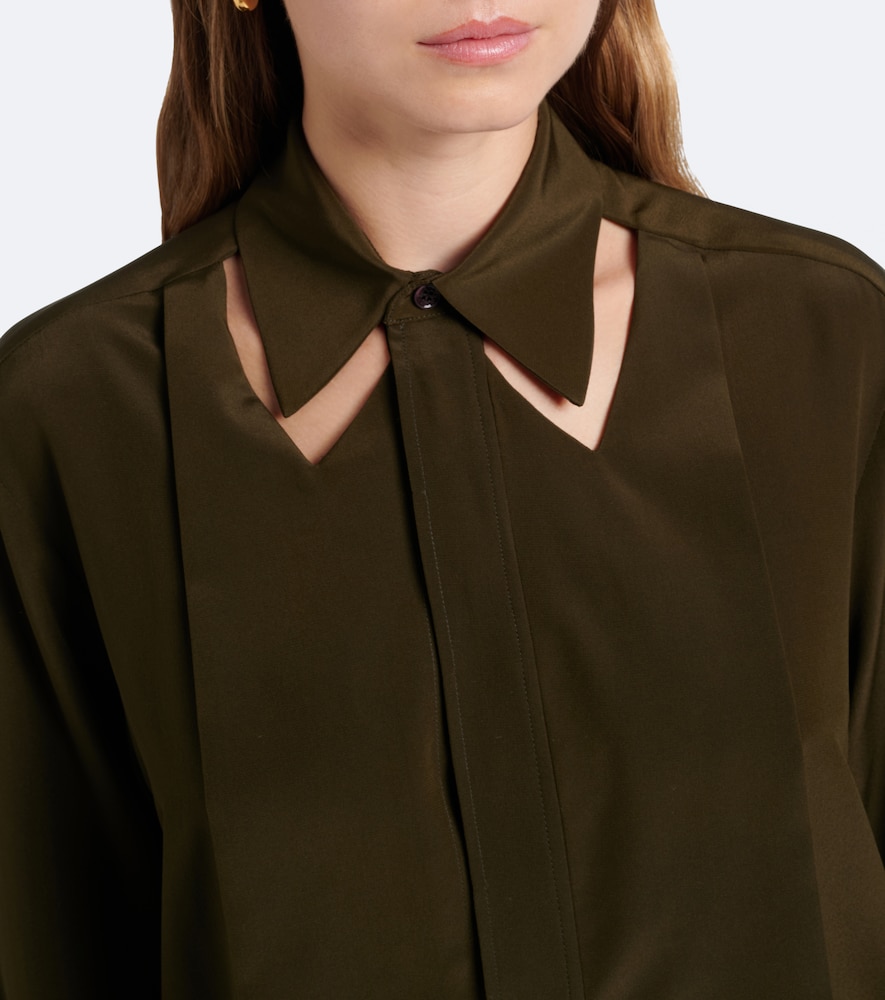 Cutout Silk Crêpe De Chine Blouse