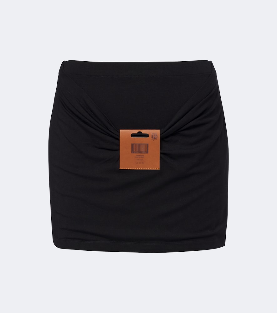 Minirock aus Jersey mit Leder