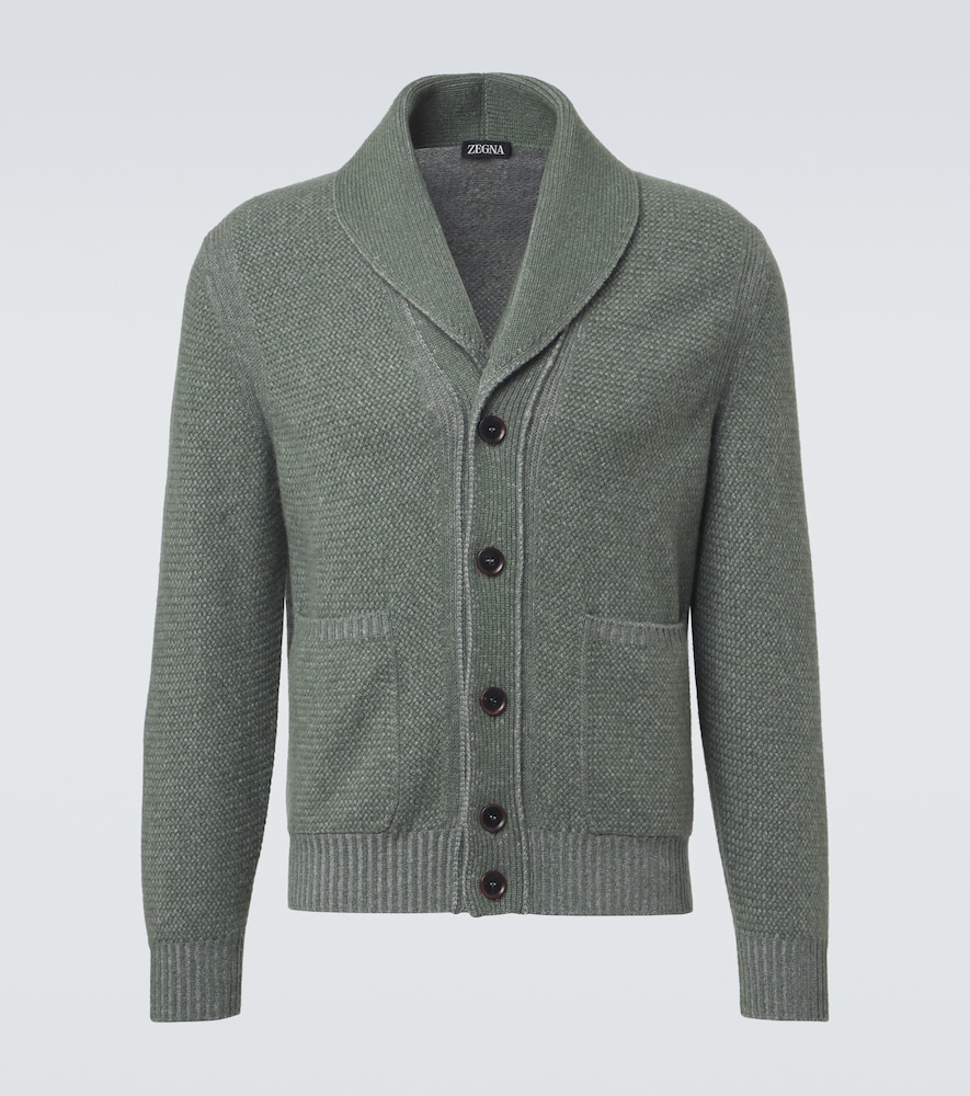 Waffle-Knit Cashmere And Cardigan
