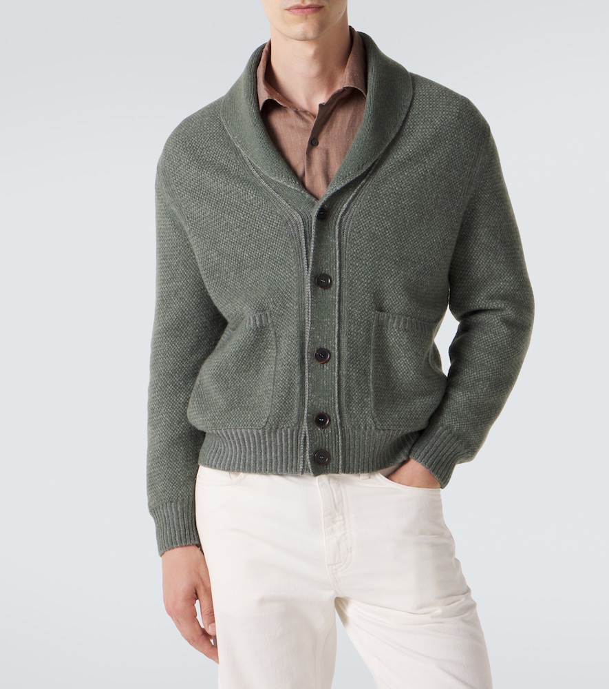 Waffle-Knit Cashmere And Cardigan
