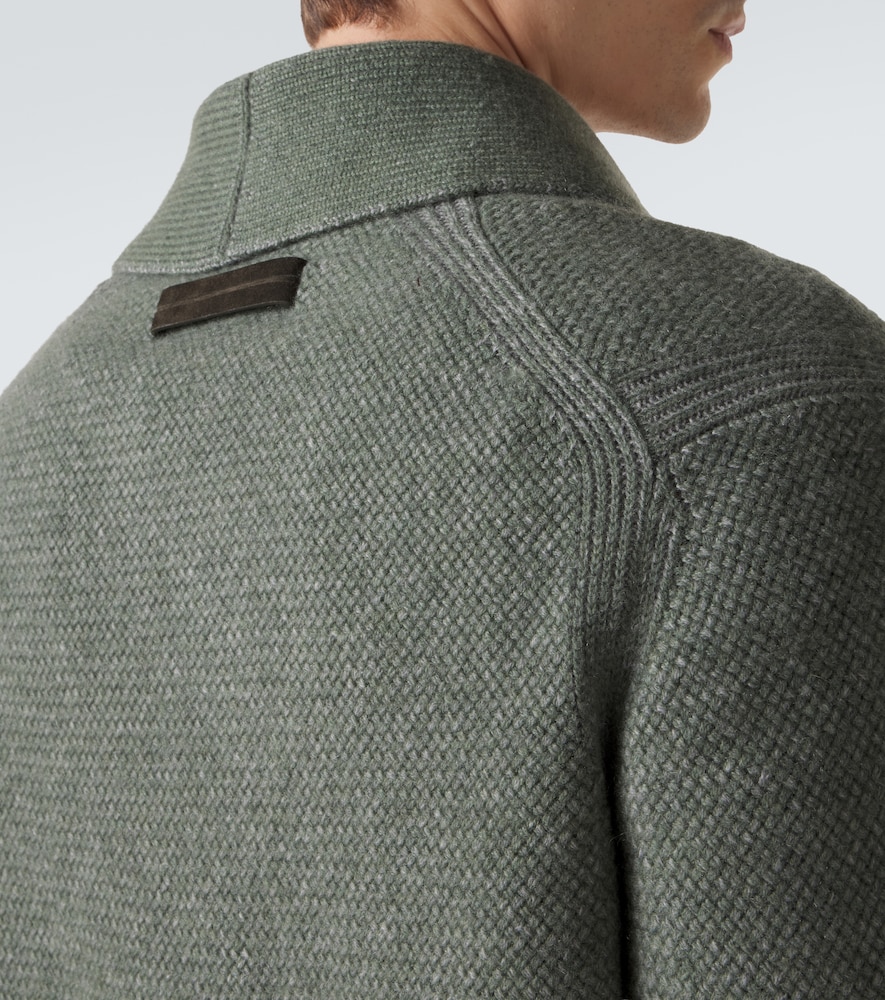 Waffle-Knit Cashmere And Cardigan