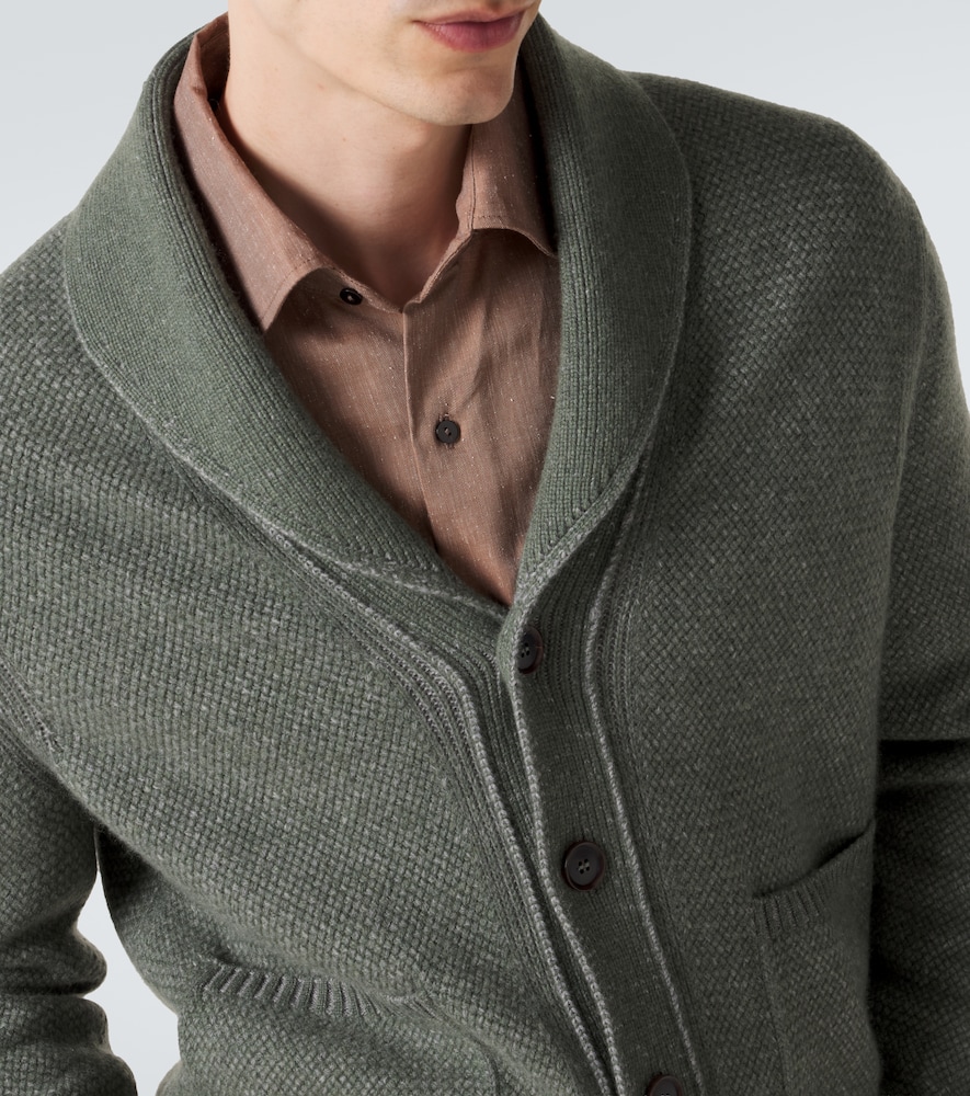 Waffle-Knit Cashmere And Cardigan