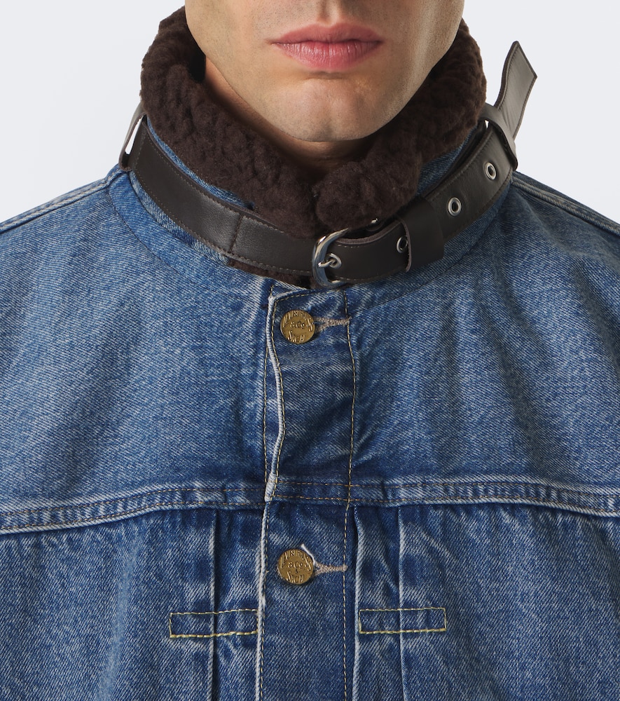 Leather-Trimmed Denim Jacket