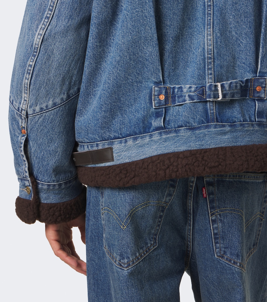 Leather-Trimmed Denim Jacket
