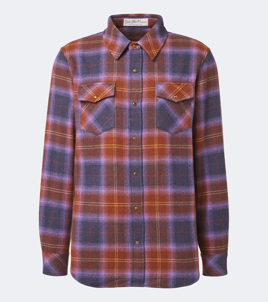 God's True Cashmere Vulcan Tartan Cashmere Shirt With Tiger's Eye In Multi
