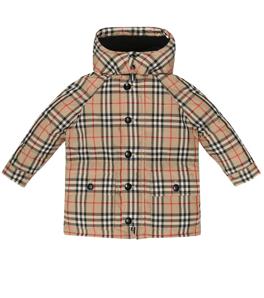 Click to view more detailed imagery on our partner's website Burberry Girls' Vintage Check Down-filled Hooded Puffer Jacket - Little Kid, Big Kid In Beige