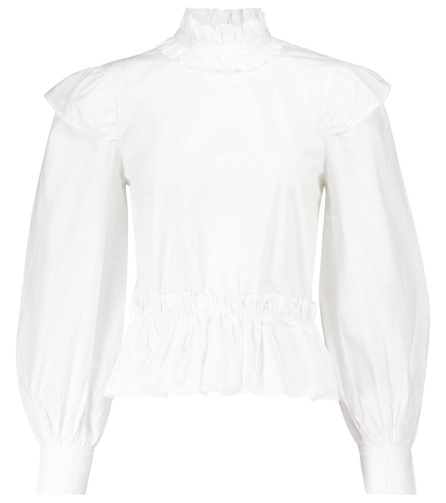 Click to view more detailed imagery on our partner's website Ganni + Net Sustain Ruffled Organic Cotton-poplin Peplum Blouse In White
