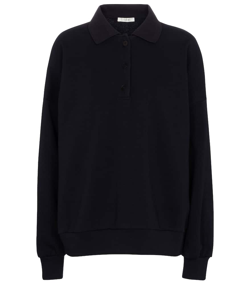 The Row Corzas Cotton Jersey Polo Top In Blue