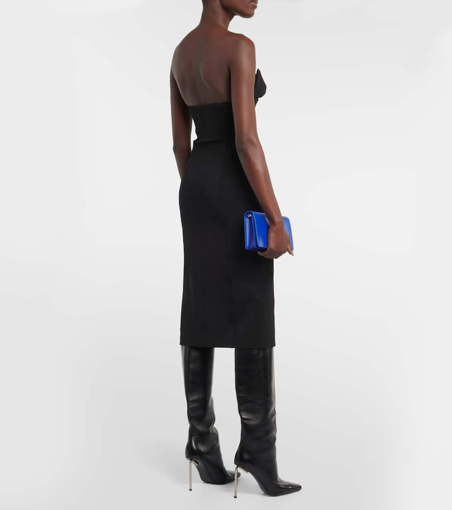 Shop Off-white Strapless Midi Dress In Black