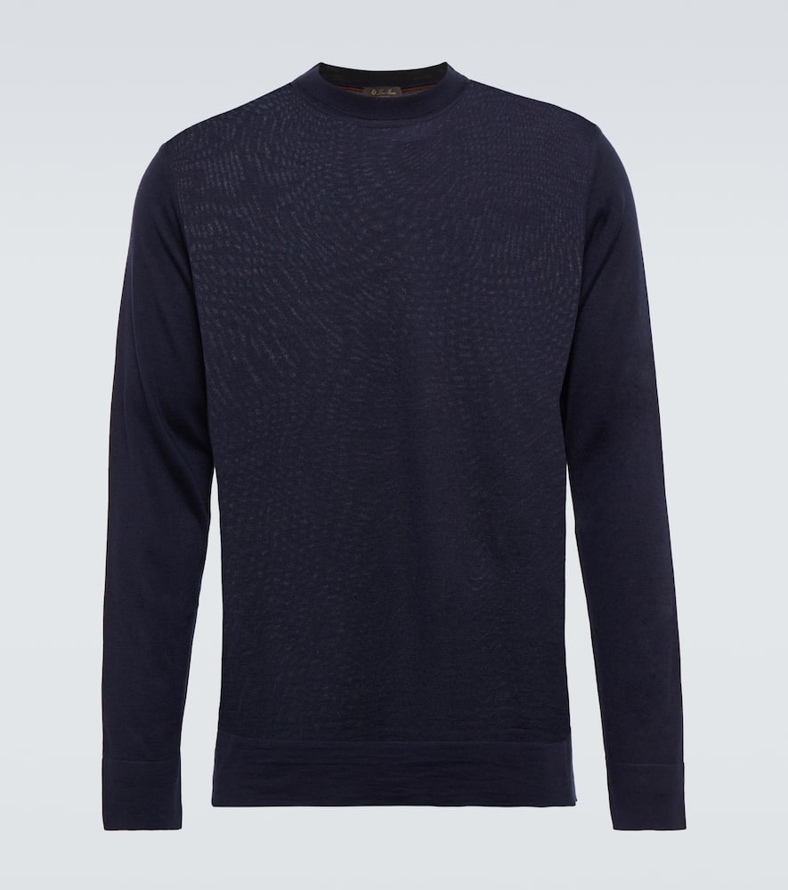 Loro Piana Lightweight Wool-blend Crewneck Sweater In Blue Navy