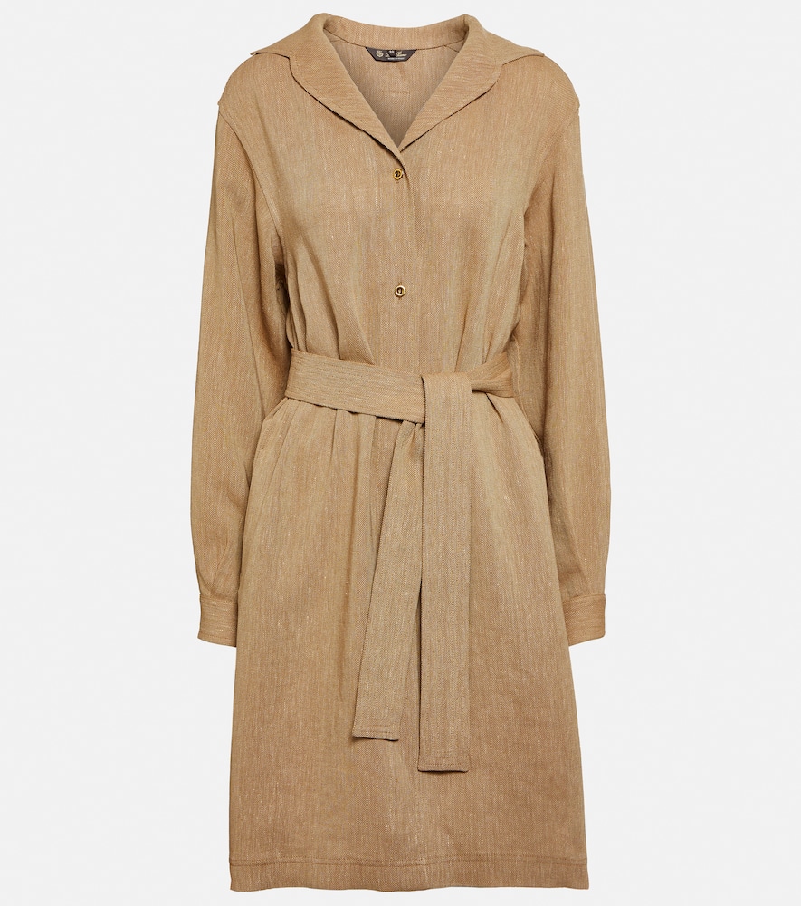 Shop Loro Piana Linen Shirt Dress In Beige