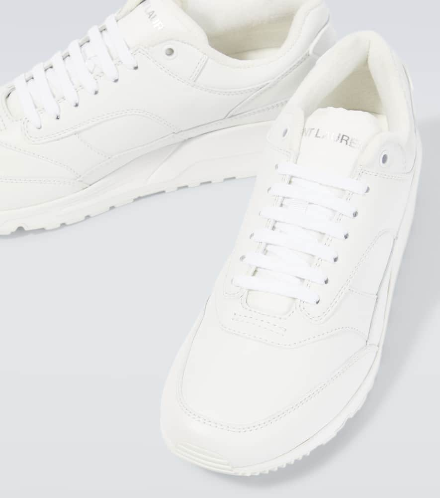 Shop Saint Laurent Leather Sneakers In White