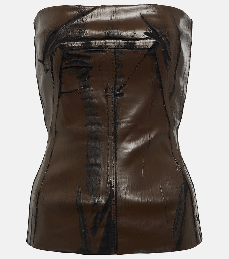 Coated denim corset