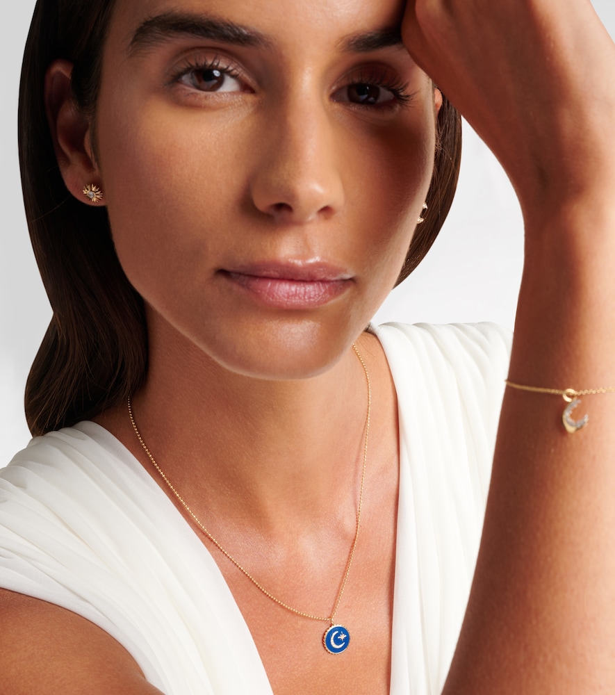 Sydney Evan Celestial Medallion 14kt gold chain necklace with diamonds