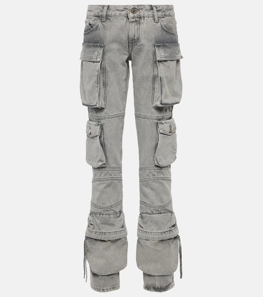 Attico Low-rise Straight Cargo Jeans In Grey