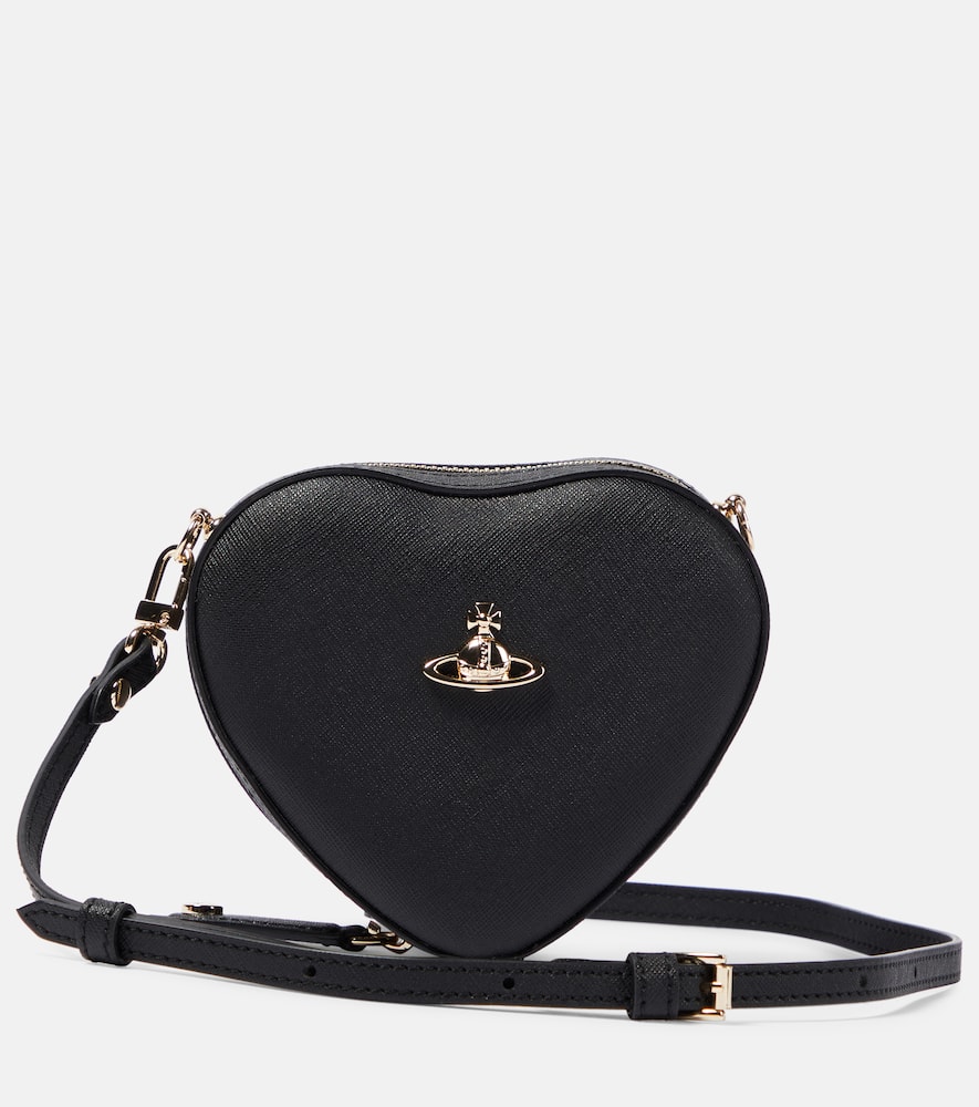Vivienne Westwood Heart Mini Faux Leather Crossbody Bag In Black