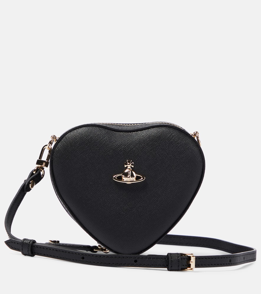 Shop Vivienne Westwood Heart Mini Faux Leather Crossbody Bag In Black