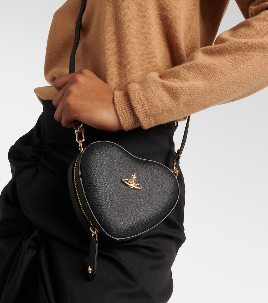 Vivienne Westwood Heart Mini Faux Leather Crossbody Bag In Black