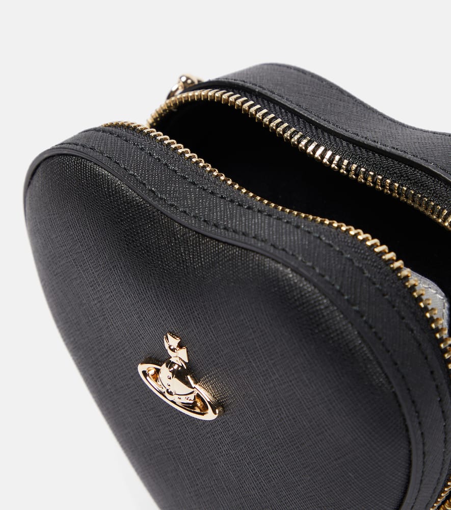 Vivienne Westwood Heart Mini Faux Leather Crossbody Bag In Black