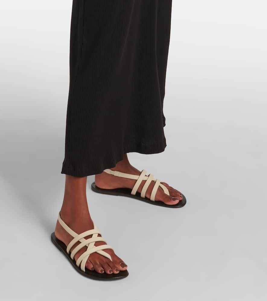 The Row Line Leather Sandals In Black