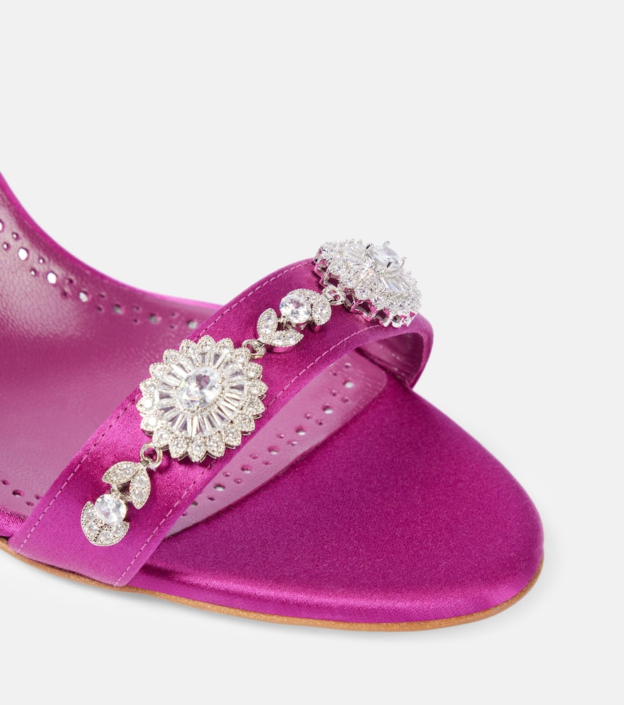 Manolo Blahnik Lamisan Embellished Satin Slingback Sandals In Pink