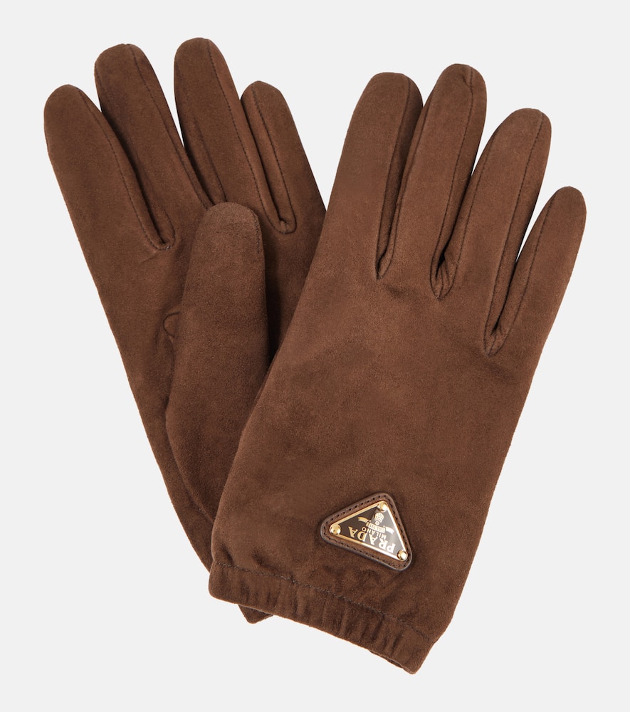 Logo suede gloves