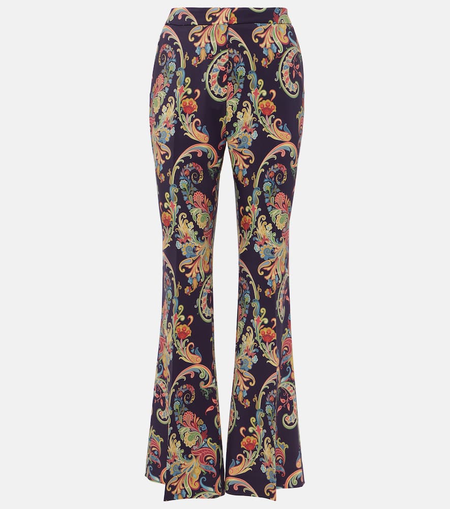 Paisley high-rise flared pants