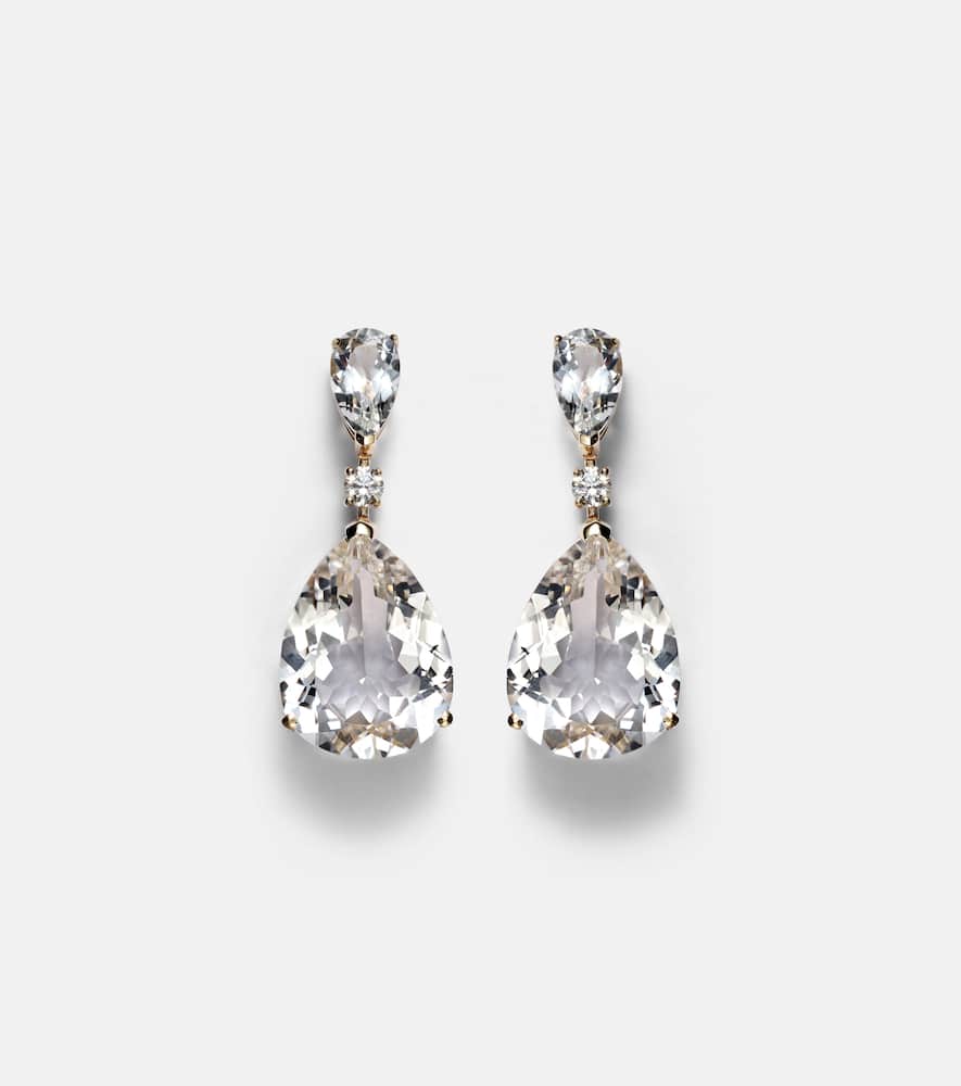 Mateo Sophia 14kt Gold Earrings With Topaz And Diamonds In Gold