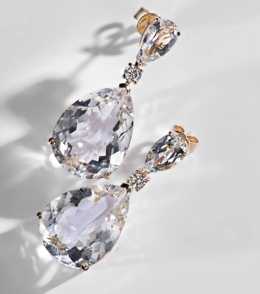 Mateo Sophia 14kt Gold Earrings With Topaz And Diamonds In Gold