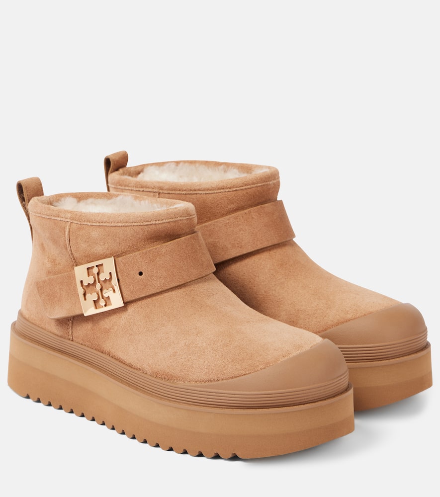 Mellow shearling-lined suede platform ankle boots
